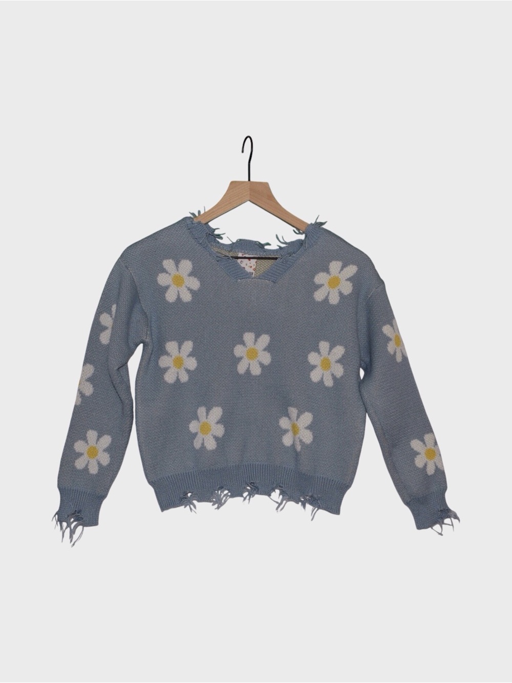 Belle du Jour Girls Daisy Distressed Sweater